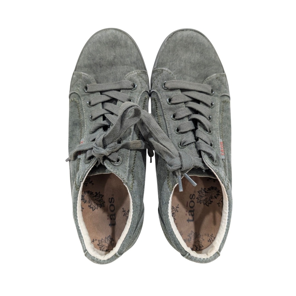 Taos Star Olive Green Canvas Low Top Lace Up Sneakers Womens 9 - Picture 2 of 11